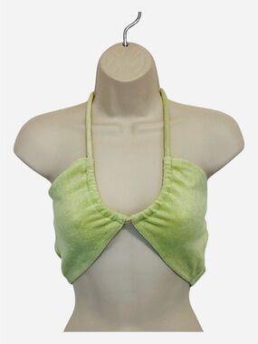 NWT Et Clet Terry Cloth Green Backless Halter Top Y2K Club Disco Size Medium